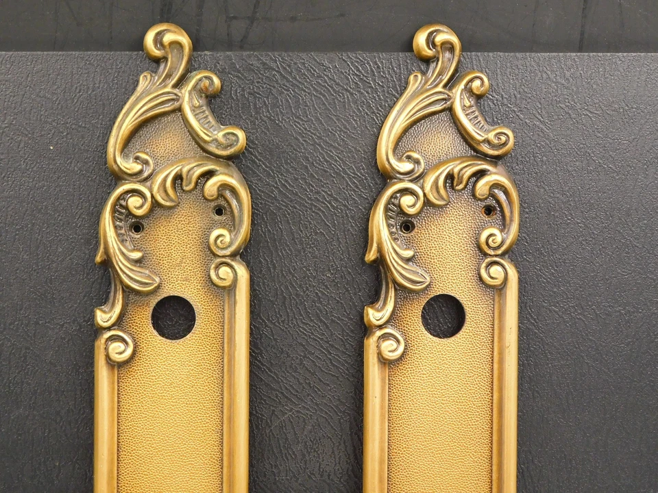 ☐7X7mm Paire de Poignées de Porte avec plaques de propreté,style Rococo,Louis XV - Photo 3/4