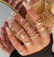 27 Piece Women Stackable Set Gold Rings