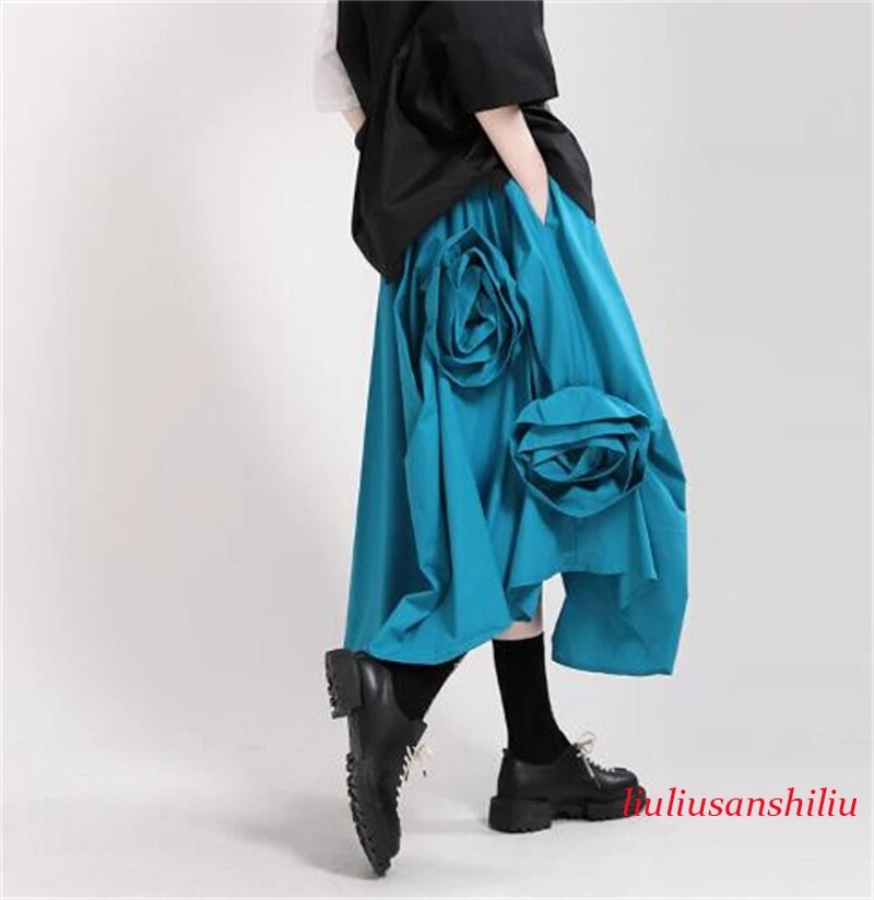 Japanese Women's Harajuku Elastic Waist Simple Loose Skirt Casual Summer