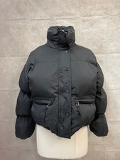 Women's Black Full Zip Jacket Cropped Long Sleeve