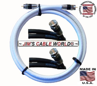 JIMS CABLE WORLD 6' 7' 8' 9' 10' 12' 15' 20' 25 Foot RG~6 75Ω Coaxial Coax Cable