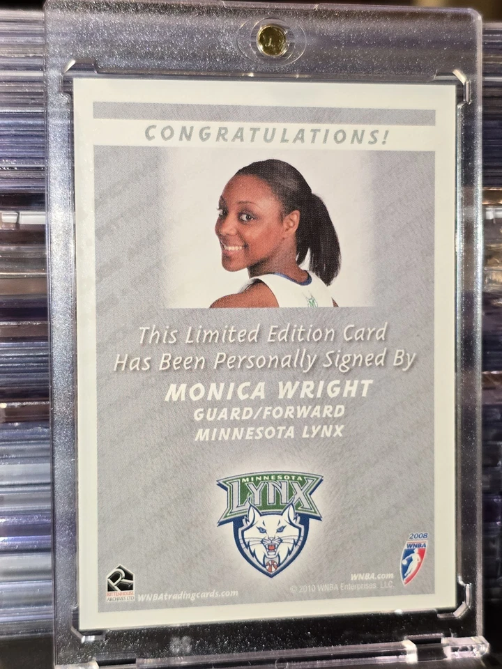 2010 Rittenhouse WNBA Monica Wright limited edition Auto Autograph RC LYNX! - Image 2 of 3
