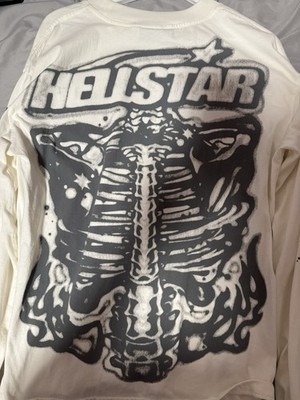 Hellstar ロングスリーブTシャツ本物 Hellstar Skeleton Graphic Long Sleeve No Guts No Glory Size S - XL