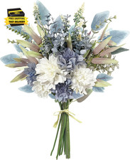 Artificial Flowers Bouquet, Silk Flowers Blue Fake Flowers Arrangement Faux Flow