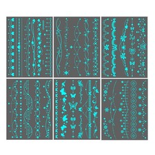 6pcs Blue Glow in the Dark Temporary Tattoo Stickers for Women Arm Hand Neck