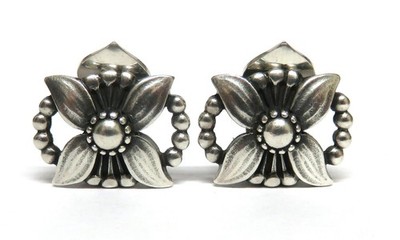 Zarte Georg Jensen 925 Silber Jahres Ohrclips/ Ohrringe - 1998