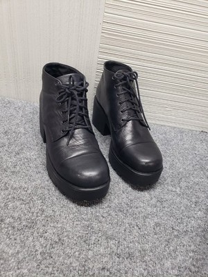 Vagabond Shoemakers Dioon Women Boots 40 Black Leather Lace Block Heel 90s Shoes