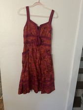 Marc by Marc Jacobs Floral Midi Dress Orange And Pink. Silk Magenta Trim Size 4.