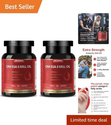 60 Count Omega 3 Krill Oil - Antioxidant Joint & Heart Health, No Fishy Taste