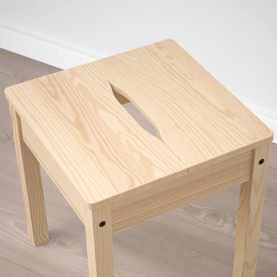 IKEA ODDVAR Solid Pine Wooden Stool 45cm Natural Durable Home Kitchen Hall Seat - Image 3 of 4