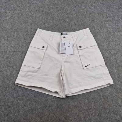 Nike Shorts Herren W32 Weiß Cargo Canvas Taschen Standard Fit Knielang Sommer
