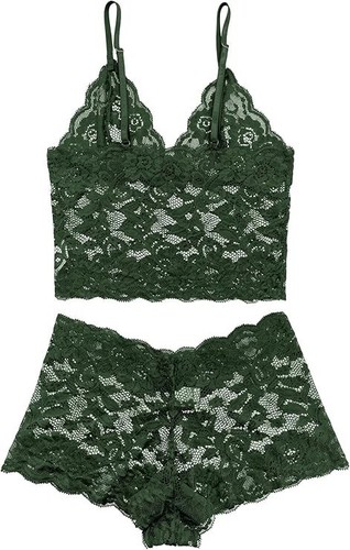 Lilosy Sexy Women Floral Lace Pajamas Lingerie Set High Waist Sheer Medium ~NEW~ - Picture 2 of 3