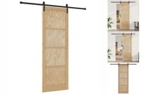 SchiebetüR Natur 83X232 Cm Massives Kiefernholz Inkl. Schienen & Rollen