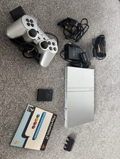 Sony Playstation 2 PS2 Slim Satin Silver SCPH-70003 With Controller &Memory Card