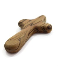 4" Hand Held Olive Wood Clinging Cross from Bethlehem in Pouch Certified - ...