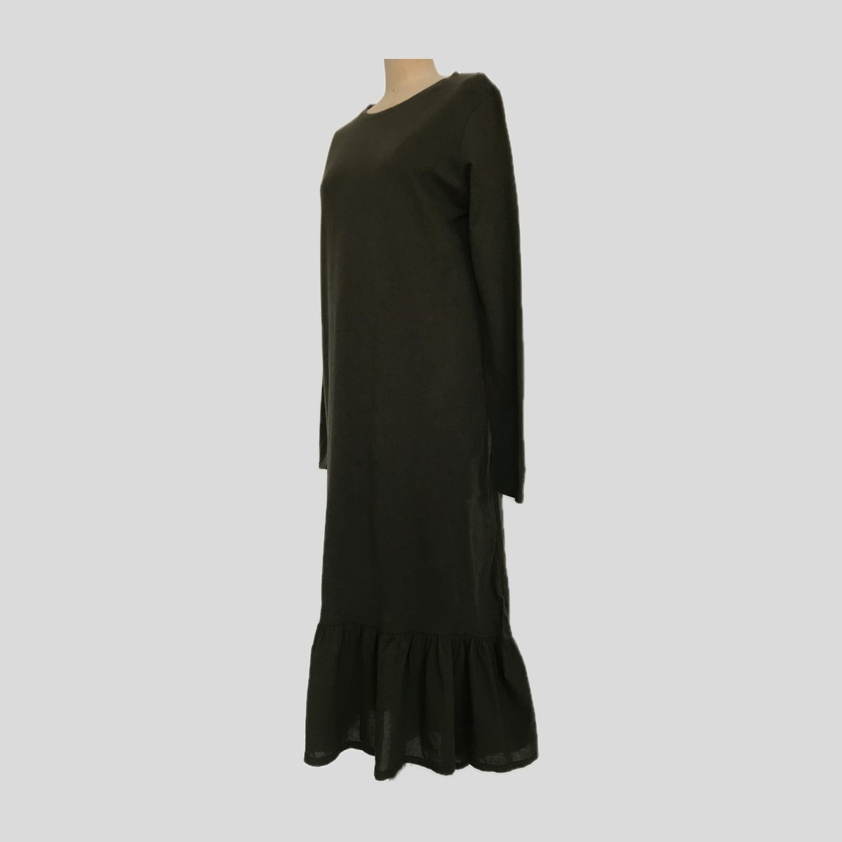 Zara Olive Green Cotton Knit Long Sleeve Ruffle Minimalist Midi Dress Womens M | eBay Zara Olive Green Cotton Knit Long Sleeve Ruffle Minimalist Midi Dress Womens M | eBay