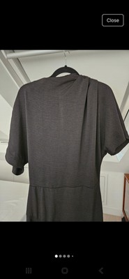 RRP 50 ASOS DESIGN cowl neck midi dress with asymmetric pleat hem in black  | eBay UK