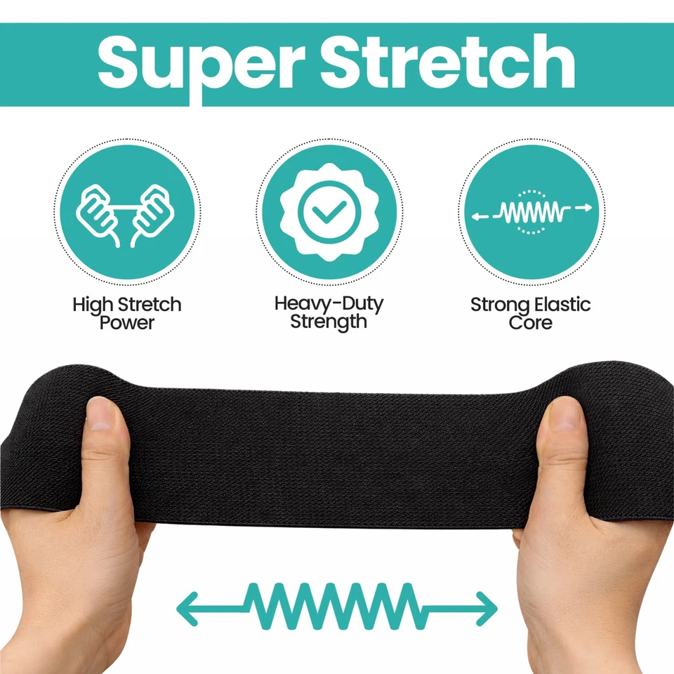 PREMIUM ELASTIC STRETCH FLAT Black White-¼, ½, 1, 1¼, 1½, 2, 3 inch Sewing Dress - Image 3 of 4