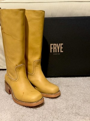 Frye Campus 14L Banana Boots Women 8.5M Yellow Square Toe Western MADE IN USA
