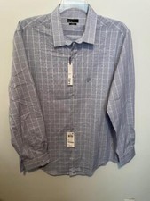 bar lll Slim Fit Stretch Blue/White Pattern Men's Shirt XL 17-17.5/34-35 57.50