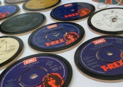 T REX DRINKS COASTERS & DESK CLOCKS Upcycled VINYL SINGLES Original Bolan (Band) - Picture 3 of 12