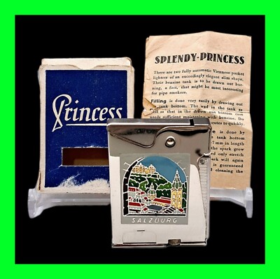 Unfired Vintage Austrian Princess Squeeze Salzburg Lighter And Original Box RARE