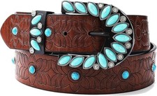 Western-Belt Woman Turquoise-Cowgirl-Belts for Jeans-Pants - 27"-39"