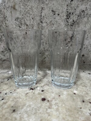 2 Pasabache Palak Turkey 10 Panel Tumblers Tall Clear Glass 12 Ounces