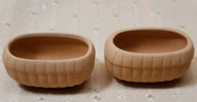 VINTAGE SET OF TERRACOTTA PLANTERS FOR MINIATURE DOLLHOUSE OR ROOMBOX 