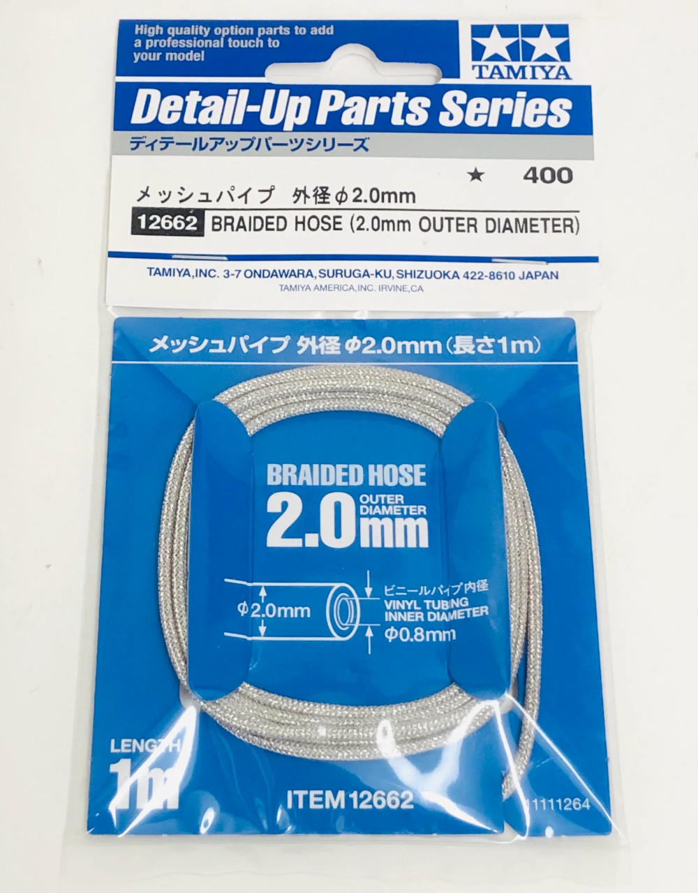 Tamiya Detail-Up Parts Series 12662 Braided Hose (2.0mm Outer Diameter)