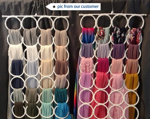 2 Pack 28 Loops Scarf Hanger Space Saver Organizer for Scarves Shawl Belts Ties - Picture 5 of 7