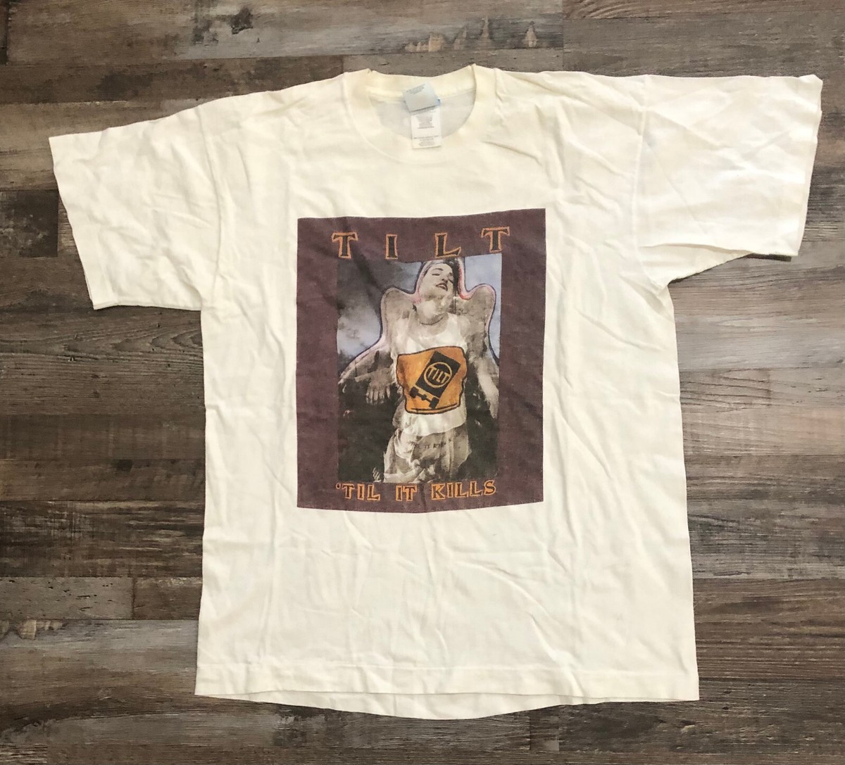 Vintage TILT Mens XL'Till It Kills White Punk Rock Band T