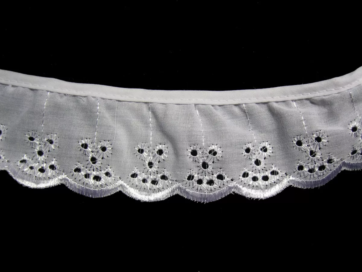 Kiddo 2 White Gathered Ruffled Cotton Eyelet Lace Trim Crafts Sewing  Wholesale