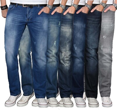 A. Salvarini Herren Jeans Hosen Jeanshose Regular Straight Fit 100% Baumwolle