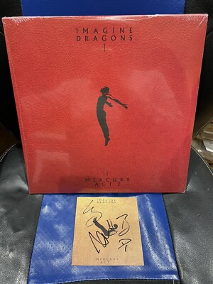 LIMITED EDITION IMAGINE DRAGONS MERCURY ACT 2 DOUBLE VINYL HAND SIGNED ART CARD