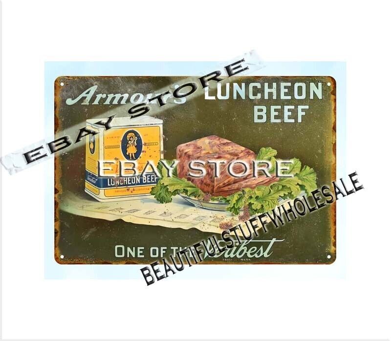 ARMOUR'S LUNCHEON BEEF metal tin sign contemporary bathroom wall art