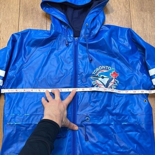 Vintage Blue Jays Toronto kids Large (14/16) long rain coat jacket waterproof - Picture 7 of 14