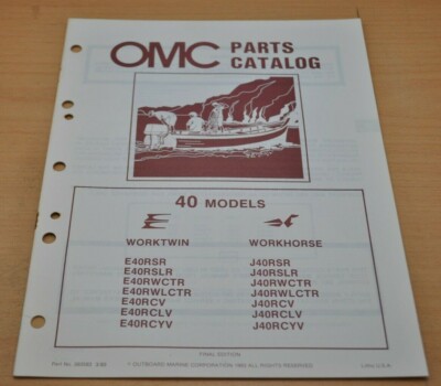 OMC 40 Parts Catalog 1983 E40 J40 Johnson Evinrude Bootsmotor Ersatzteilliste 