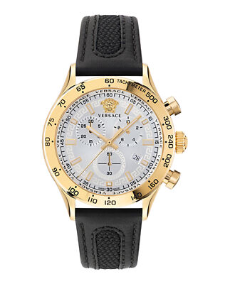 Versace Mens Hellenyium Gold 44mm Strap Fashion Watch