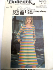 Dress Knit Go Everywhere 12 Butterick 5229 Sewing Pattern UC FF VTG 70s Pullover