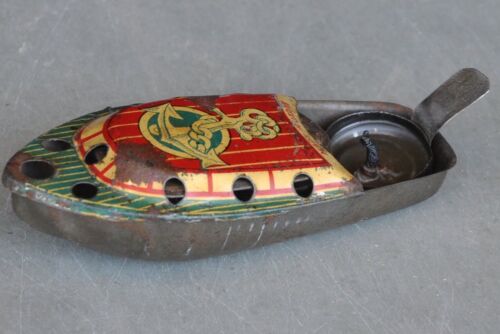 Vintage Anchor Mark Small Pop - Pop Litho Steam Boat Tin Toy , Japan - 第 1/10 張圖片