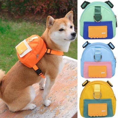 Dog's Backpack Adjustable Travel Walking Harness Backpack Pet