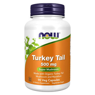 NOW Turkey Tail 500 mg 90 Veg Capsules, Clearance for Best By 08/2025