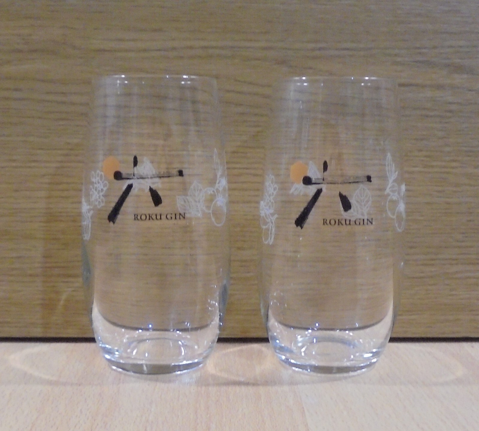 ROKU JAPANESE GIN ADVERTISIGN SET OF TWO GLASSES