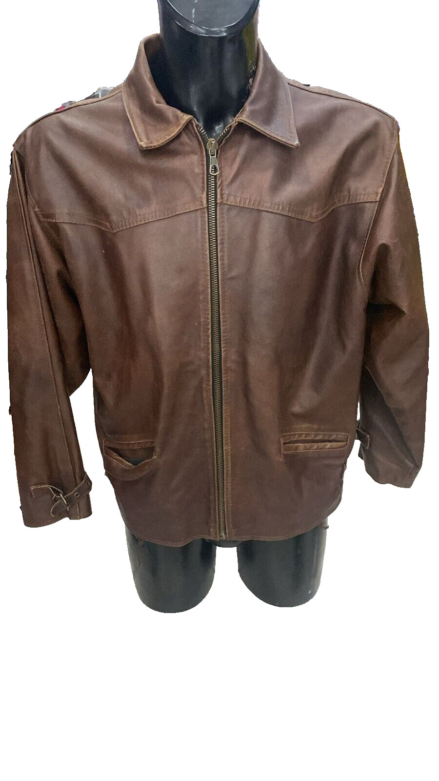 Giacca in vera pelle usato uomo man Tg L marrone XYE415L