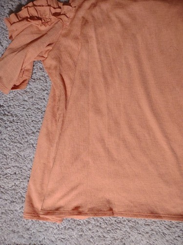 Lauren Conrad Open Shoulder Blouse Pullover XL Thin Orange Ruffled - Picture 15 of 17