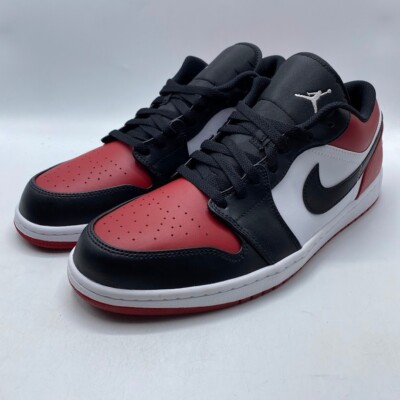 Nike Air Jordan 1 Low Bred Toe 553558-612 Black Red Sneaker Mens Size 9.5