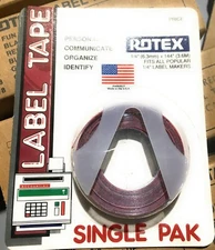 Rotex 1/4” Manual Embossed Label Maker Tape Red 144" New Old Stock
