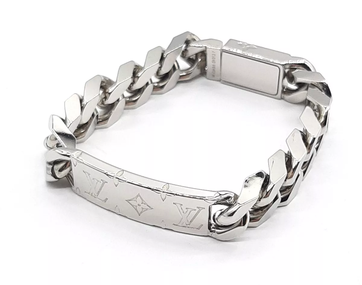 Louis Vuitton Chain bracelet M62486 Men's silver monogram with accessories  GC