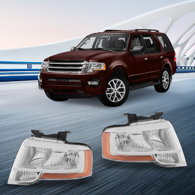 For 2015-2017 Ford Expedition Halogen Headlight Assembly Headlamps Left+Right
